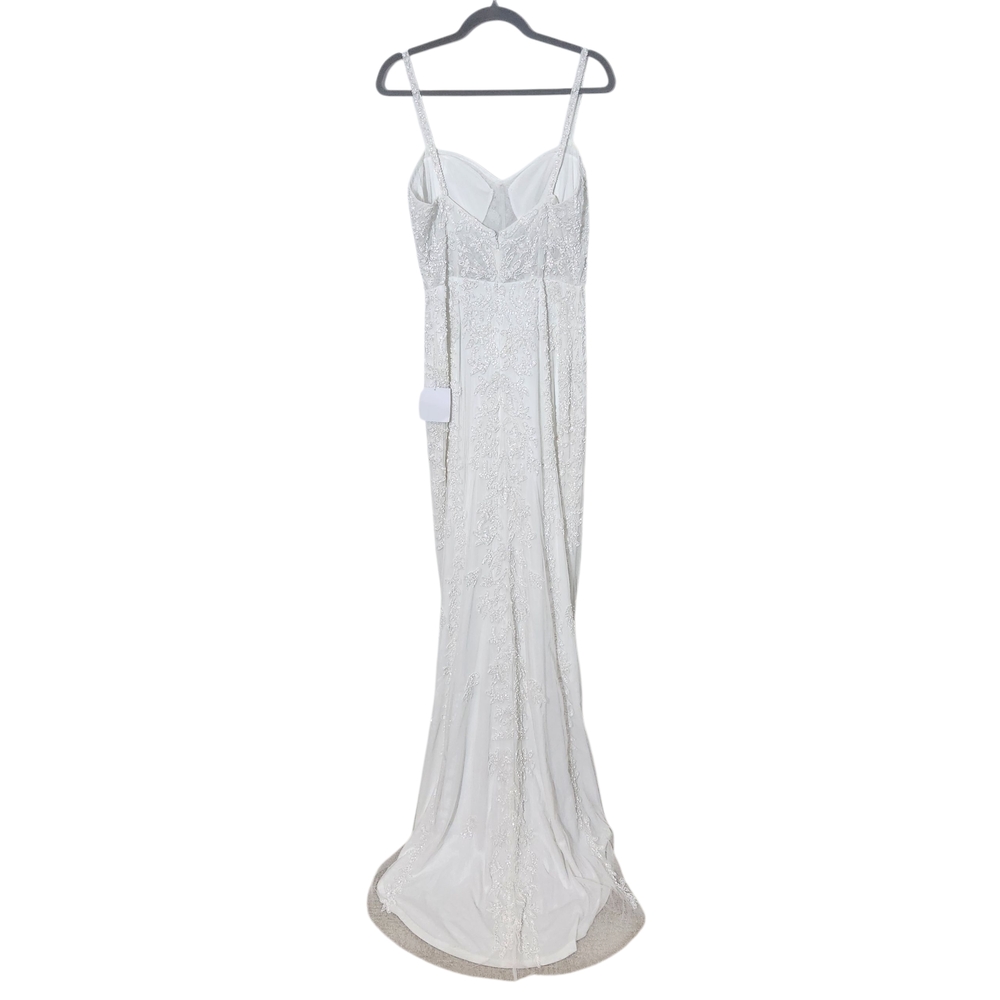 Lulus White Beaded Mermaid Wedding Dress with Sequins NWT Size Large - Picture 4 of 12